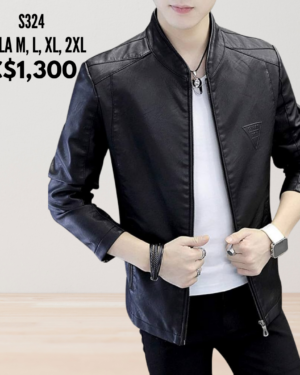 Chaqueta de cuero sintético.--S324