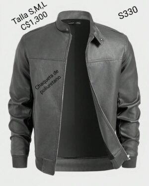 Chaqueta de poliuretano para caballero color gris