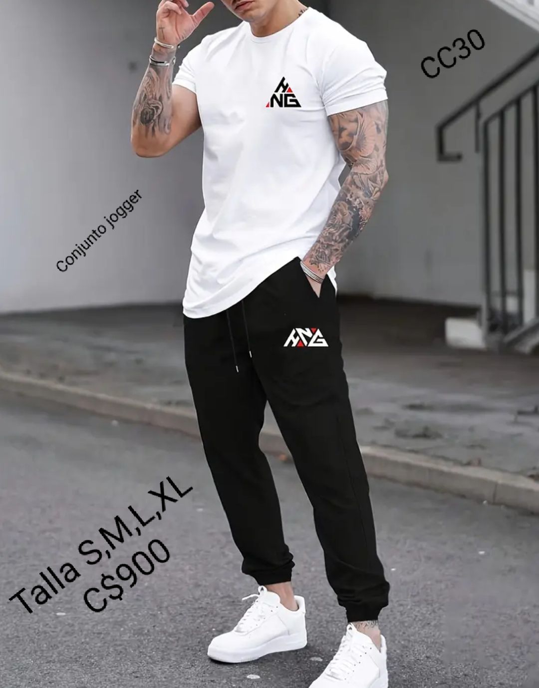 conjunto Jogger camiseta blanca