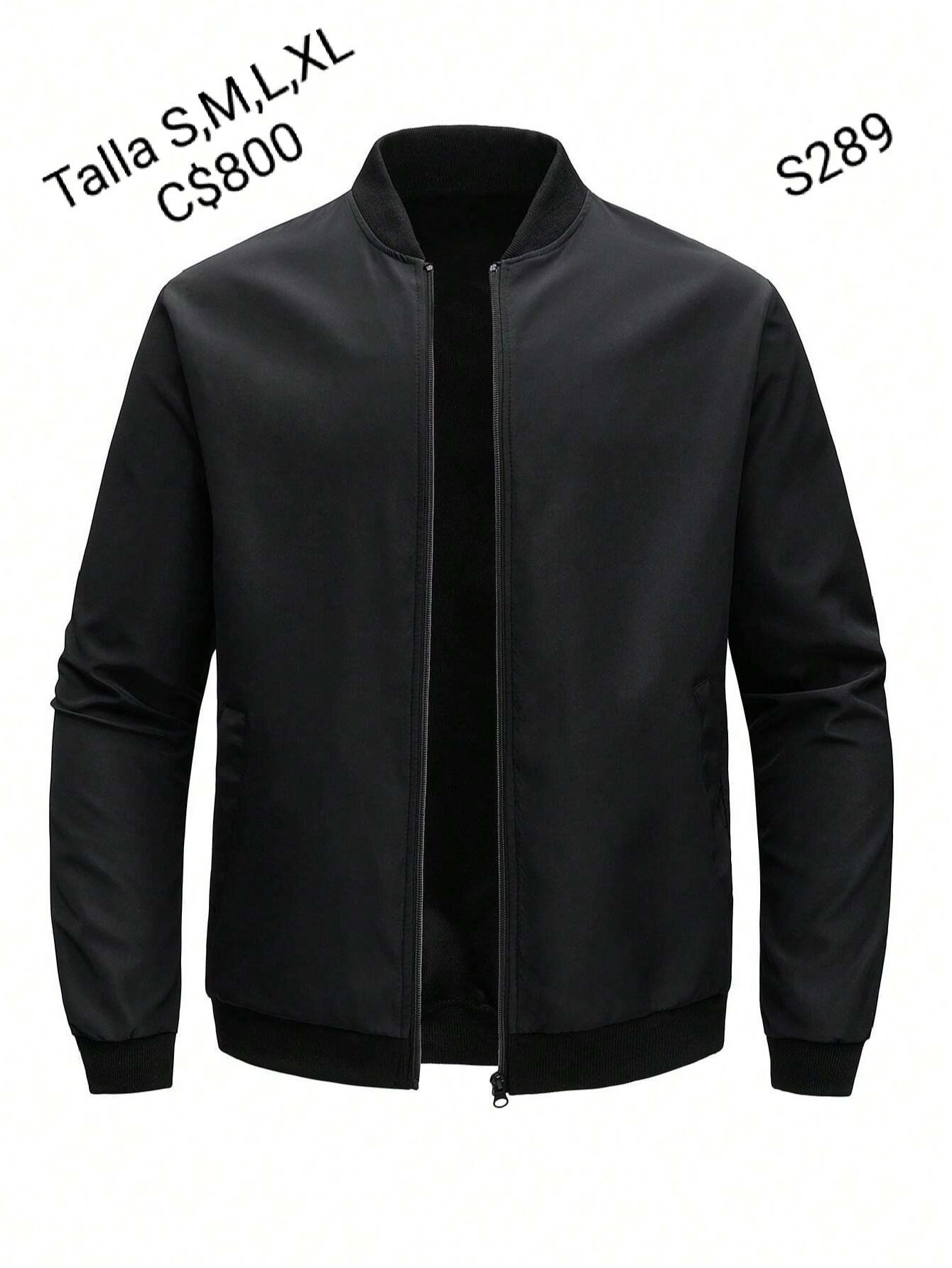 Chaqueta casual color negra lisa