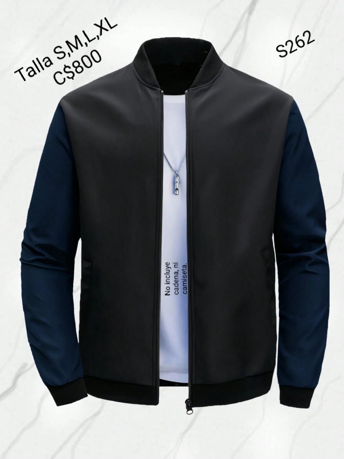 Chaqueta casual color negra mangas azules