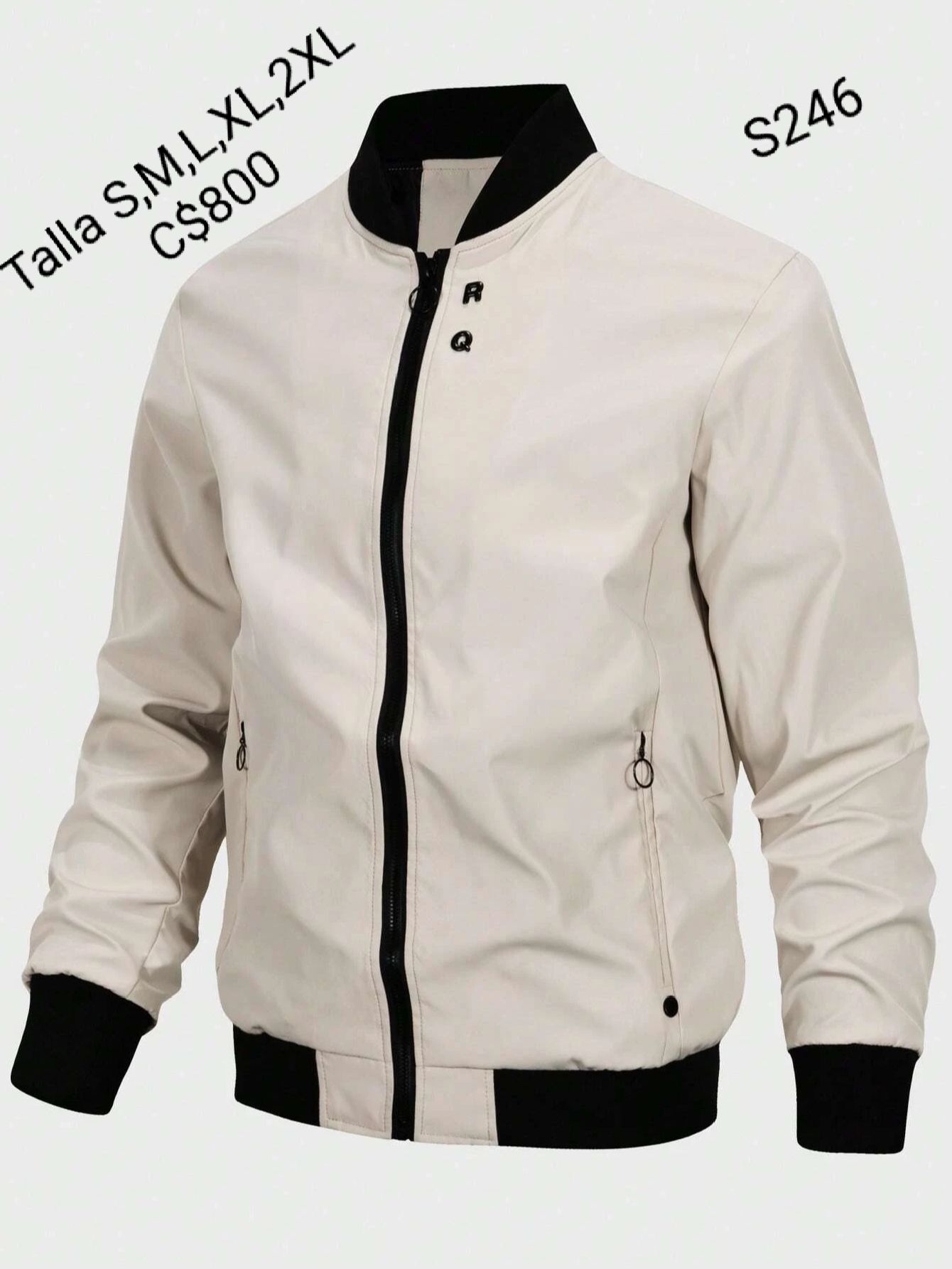 Chaqueta color crema estilo impermeable