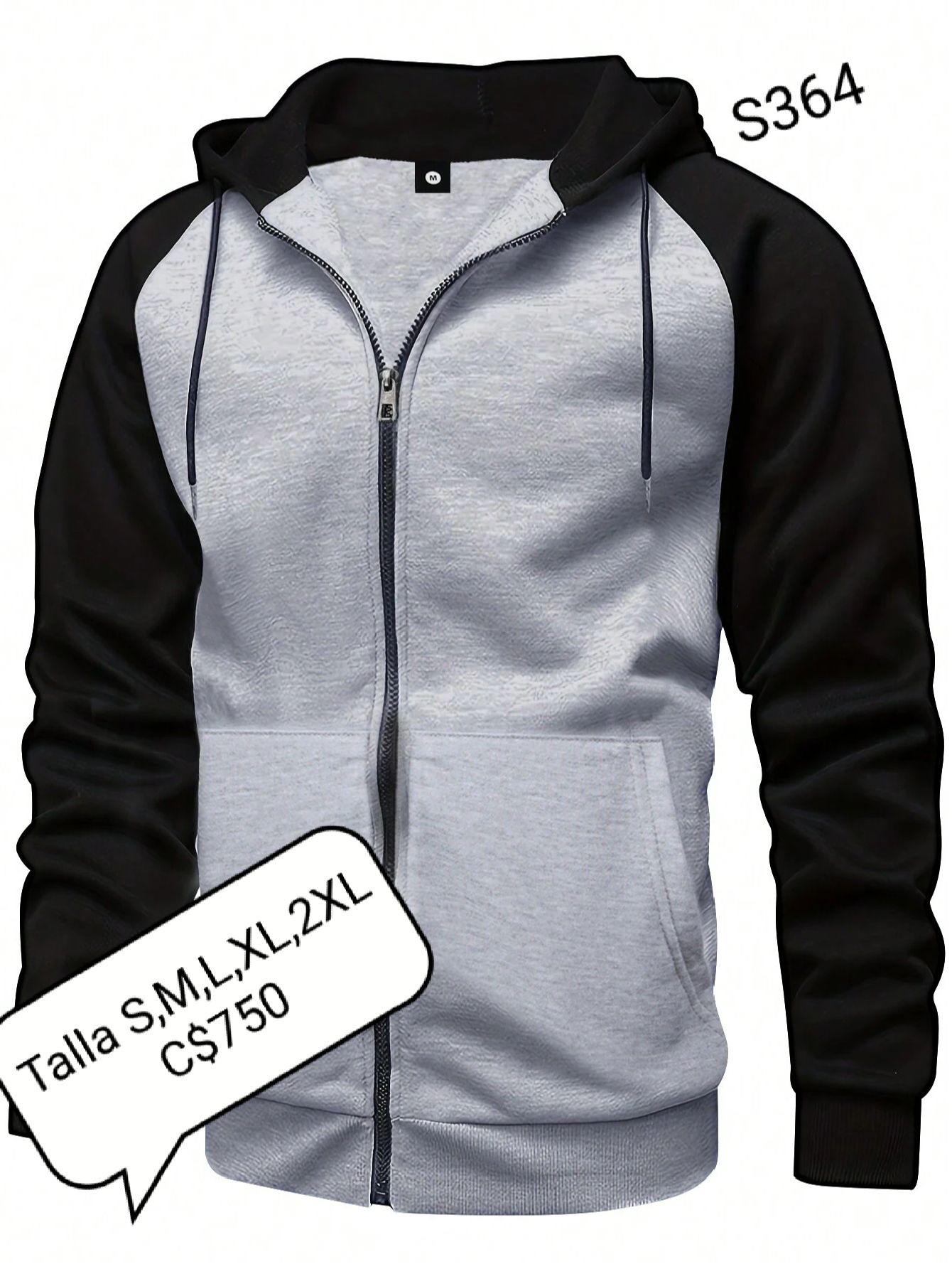 Chaqueta color gris claro con negro