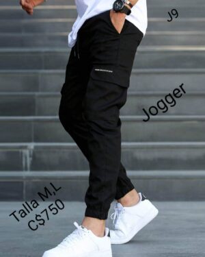 Jogger negro borde letra blanca
