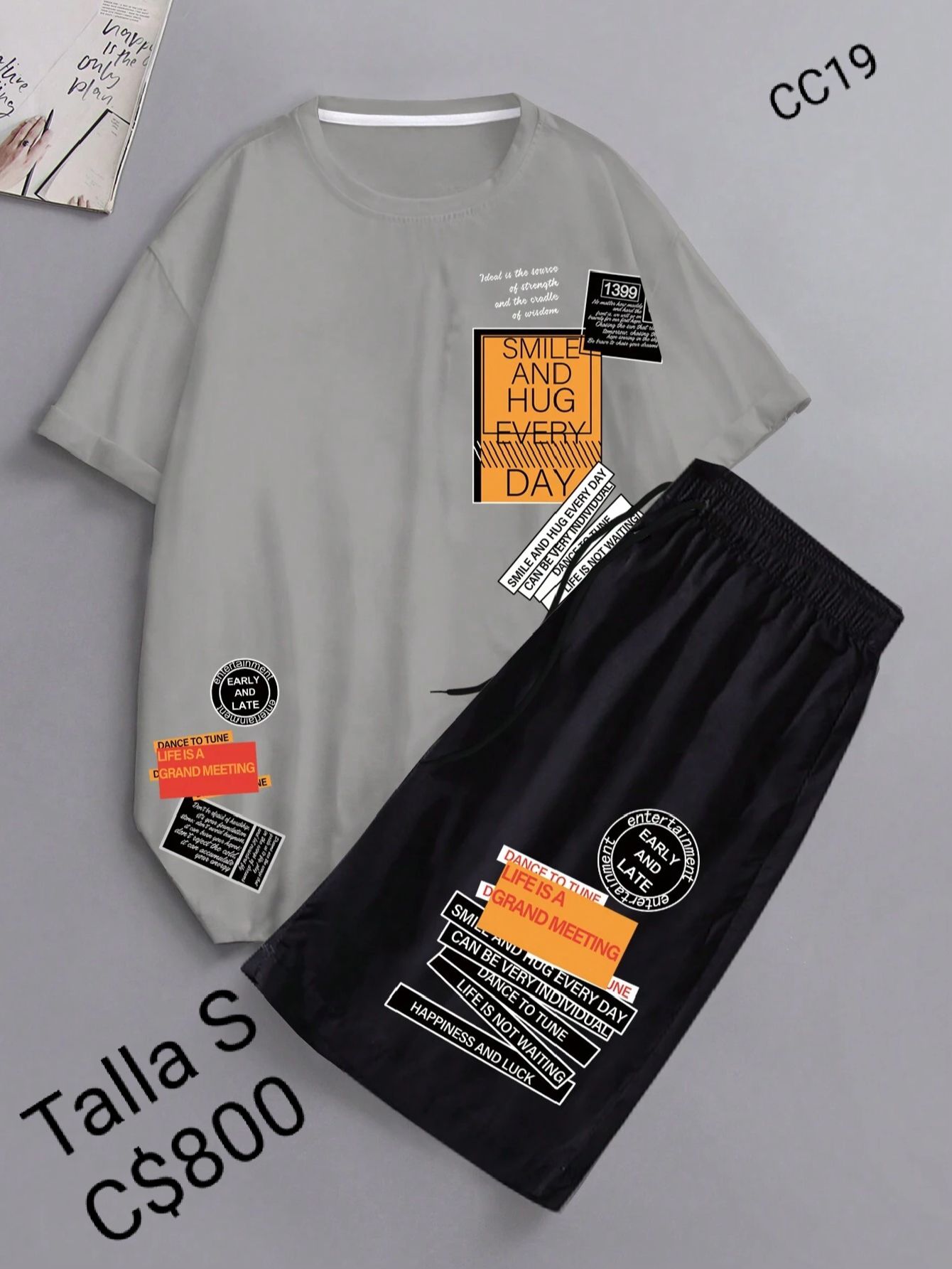 Conjunto Short, camiseta con estampado.