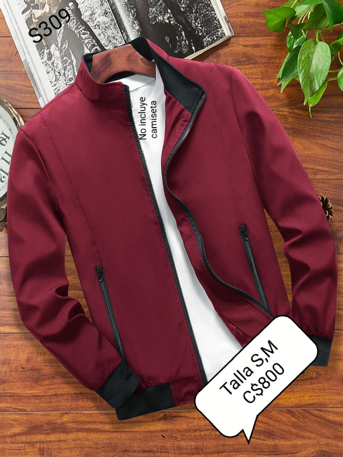 Chaqueta estilo impermeable color rojo para hombre