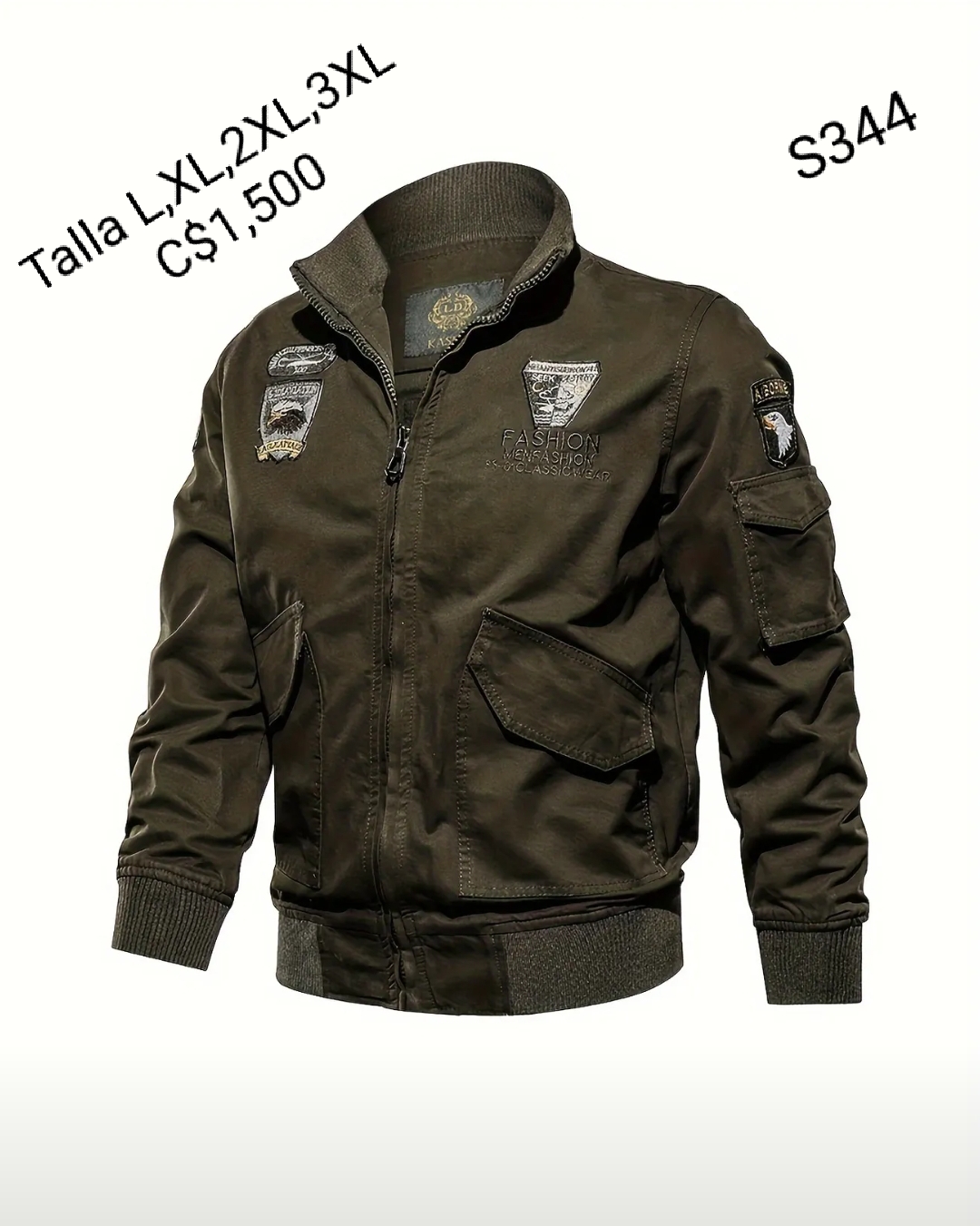 Chaqueta estilo piloto fuerza aérea verde militar