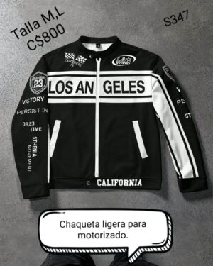 Chaqueta ligera para motorizado blanca con negra.--S347