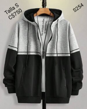 Sudadera negra con gris con capucha