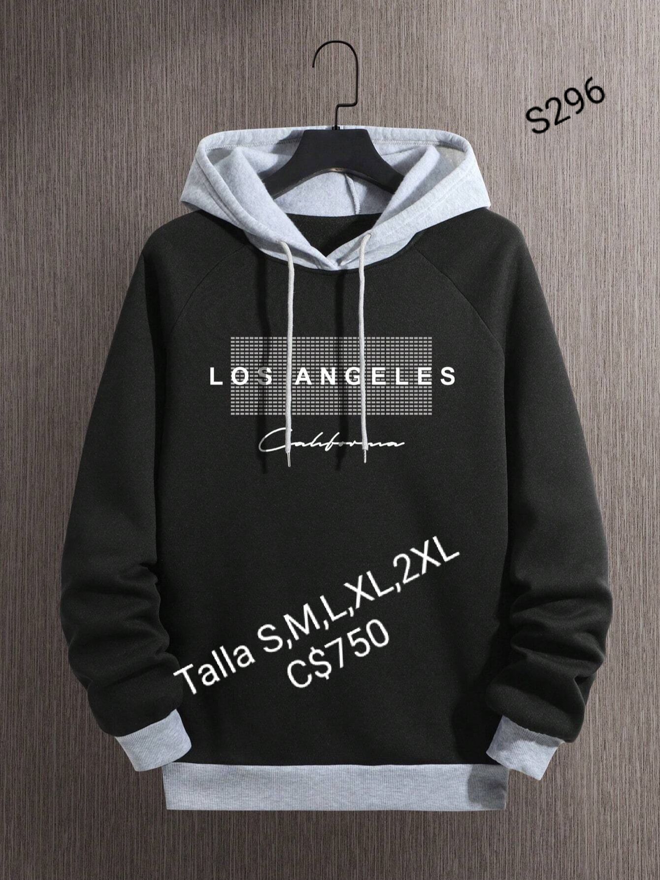 Sudadera color negro con gris con estampado de Los Angeles