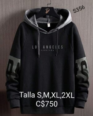 Sudadera negra con gris con estampado de Los Angeles