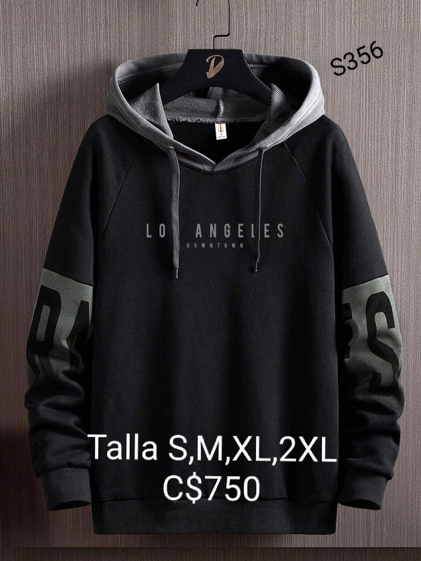 Sudadera negra con gris con estampado de Los Angeles