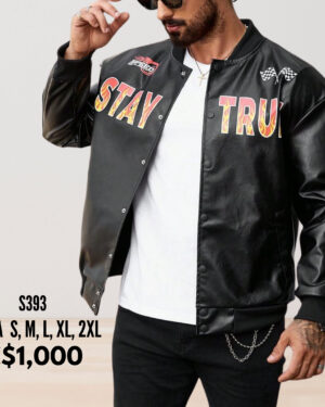 Chaqueta de cuero sintético.--S393