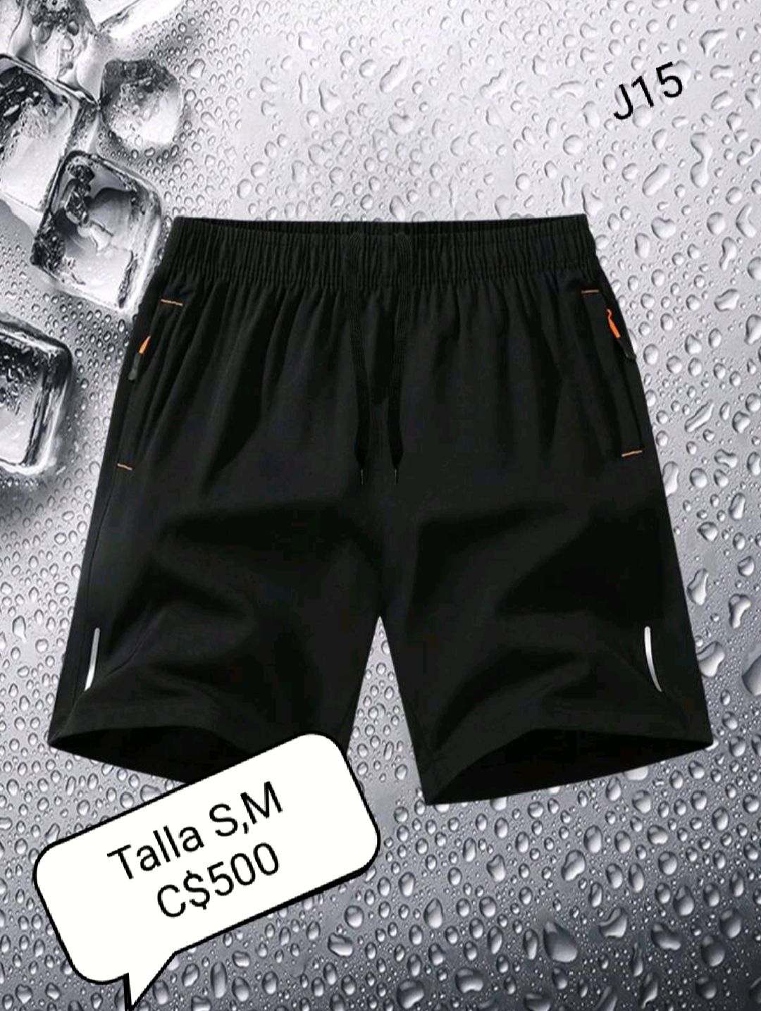 Short negro con bolsa laterales con ziper