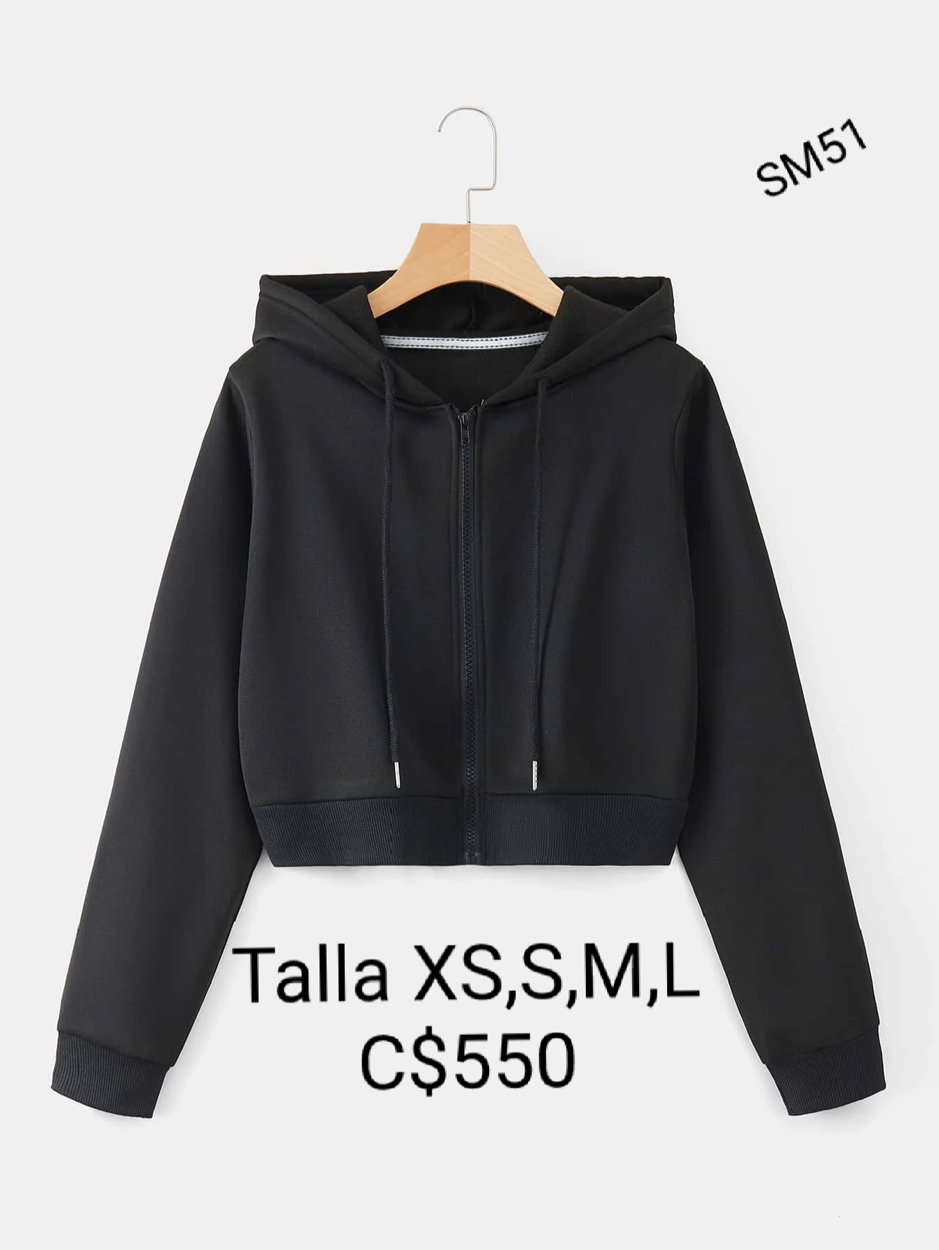 Sudadera negra con ziper