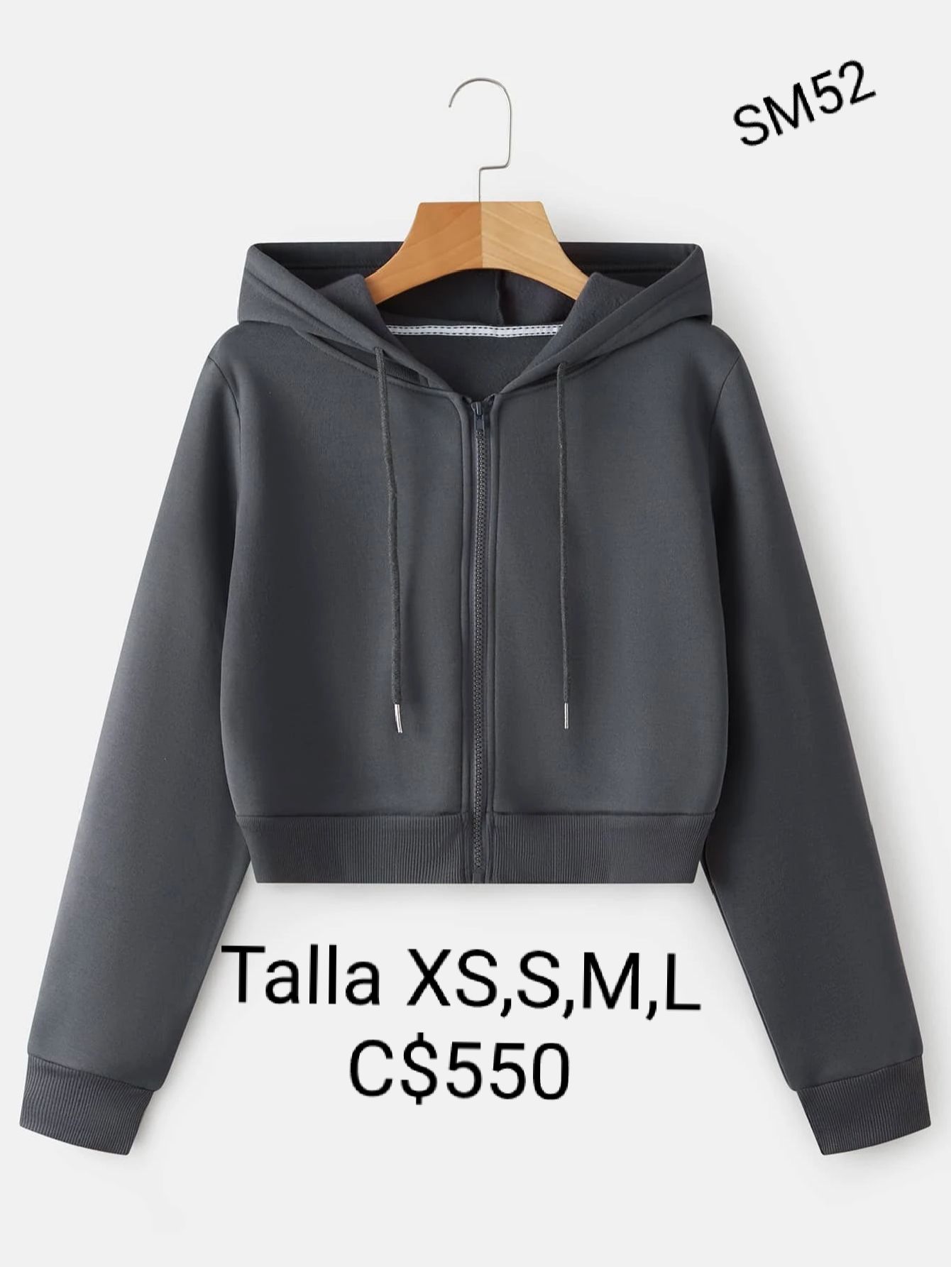 Sudadera color gris claro con ziper.