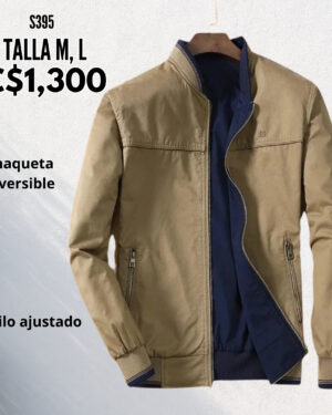 Chaqueta reversible color azul o con caqui oscuro - S395