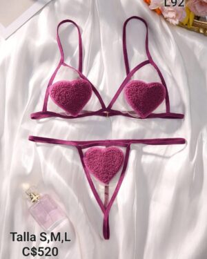 Lencería morada de corazones - L92