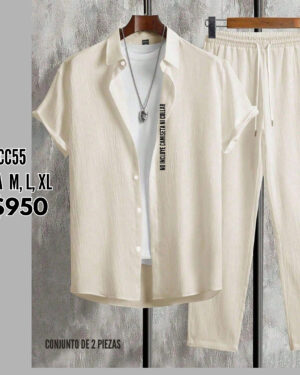 Conjunto beige con pantalón.--CC55