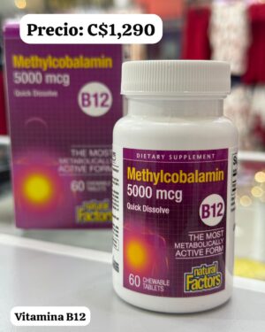 Vitamina B12 5000 mcg (60 tabletas masticables)