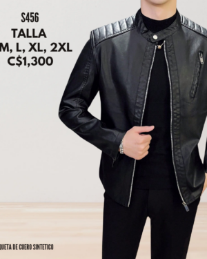 Chaqueta de cuero sintético.--S456