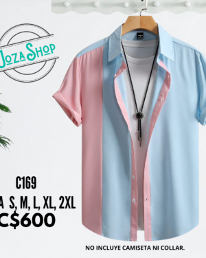 Camisa celeste y rosa - C169