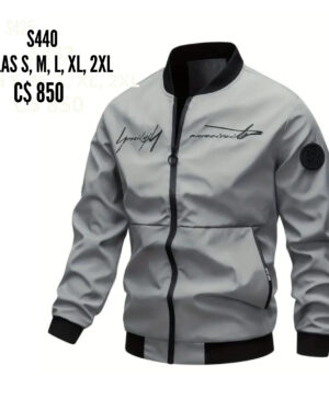 Chaqueta gris estilo impermeable--S440
