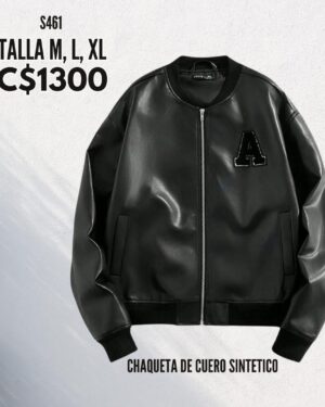 Chaqueta de cuero sintético.--S461