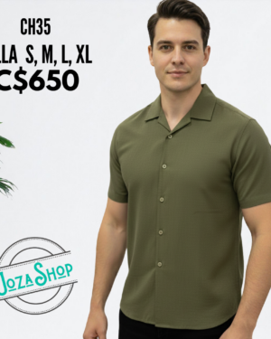 Camisa verde de cuello - CH35