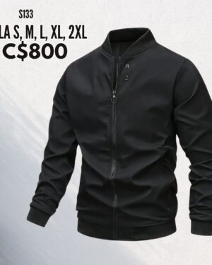 Chaqueta estilo impermeable negra--S133