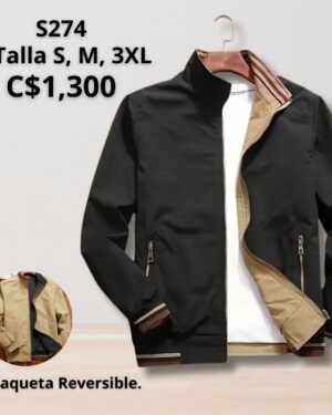 Chaqueta reversible color negro con caqui.--S274