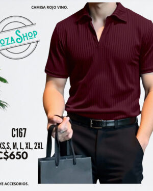 Camisa rojo vino - C167