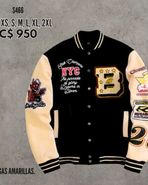 Chaqueta estilo universitaria mangas beige - S466