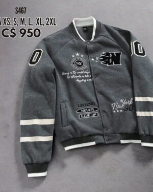 Chaqueta gris estilo universitaria - S467